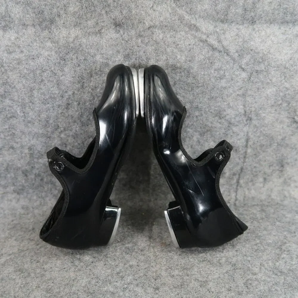 Danshuz Shoes Girls 11 Tap Dance Mary Jane Black Patent Slip On Star Tone Kids